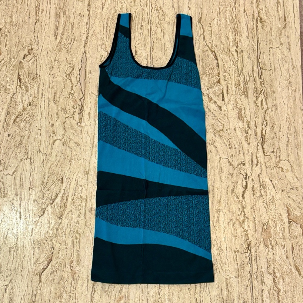 Bebe Bodycon Knit Dress – Blue/Aqua/Teal & Black